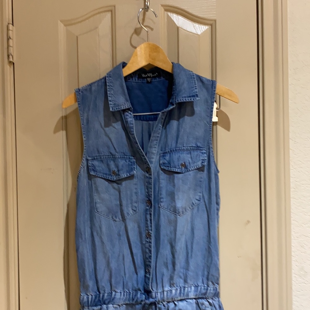 Velvet heart romper. Chambray - Picture 2 of 7